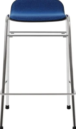 Tabouret de bar 65 cm en tissu bleu et cadre argenté Touchwood - Hem