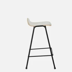 Tabouret de bar 65 cm en tissu gris et cadre argenté Touchwood - Hem
