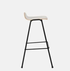 Tabouret de bar 75 cm en tissu gris et cadre noir Touchwood - Hem