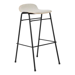 Tabouret de bar 75 cm en tissu gris et cadre noir Touchwood - Hem