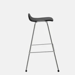Tabouret de bar 75 cm en tissu noir et cadre argenté Touchwood - Hem