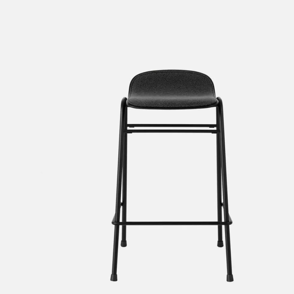 Tabouret de bar 65 cm en tissu noir et cadre noir Touchwood - Hem