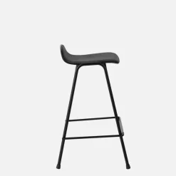 Tabouret de bar 65 cm en tissu noir et cadre noir Touchwood - Hem