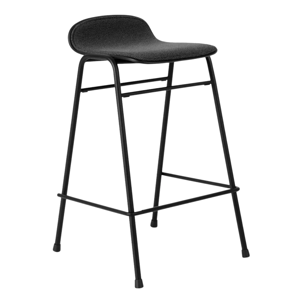 Tabouret de bar 65 cm en tissu noir et cadre noir Touchwood - Hem