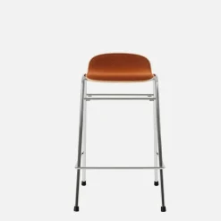 Tabouret de bar 65 cm en tissu rouge et cadre argenté Touchwood - Hem