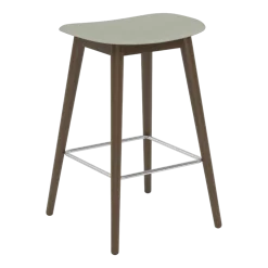 Tabouret de bar 65cm gris piétement en chêne marron Fiber - Muuto