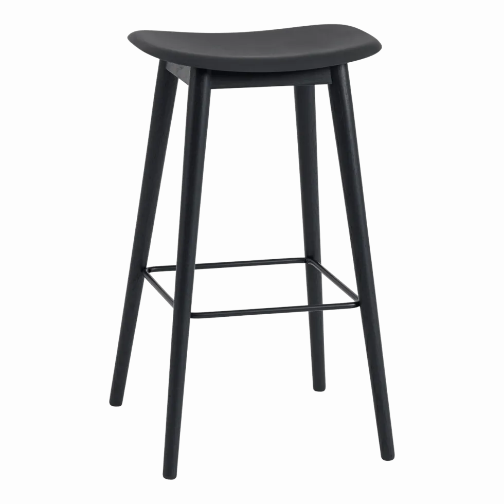 Tabouret de bar 75 cm noir piétement en chêne Fiber - Muuto