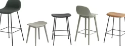 Tabouret de bar 65cm noir piétement tubes Fiber - Muuto