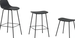 Tabouret de bar 65cm noir piétement tubes Fiber - Muuto