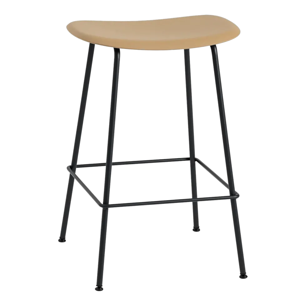 Tabouret de bar 65cm ocre piétement tubes Fiber - Muuto