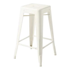 Tabouret de bar de jardin en acier blanc perlé 65cm H65 - Tolix