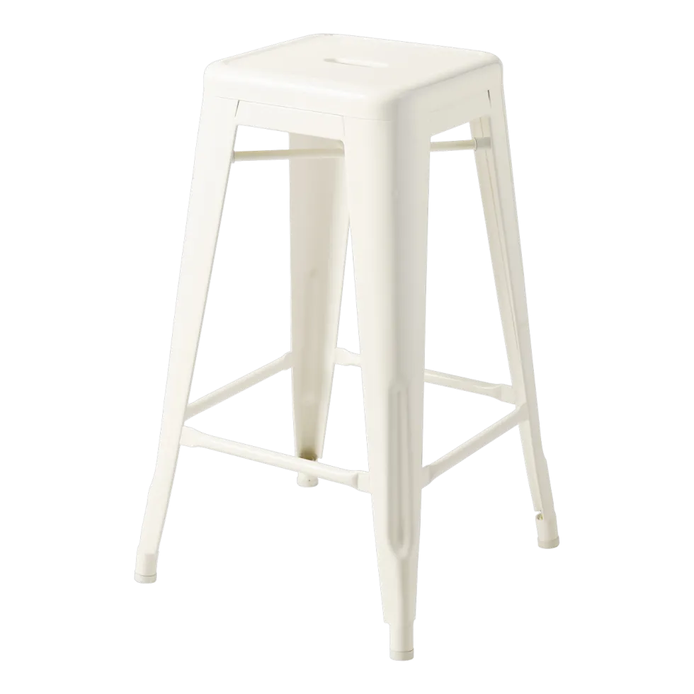 Tabouret de bar de jardin en acier blanc perlé 65cm H65 - Tolix