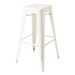 Tabouret de bar de jardin en acier blanc perlé 75cm H75 - Tolix