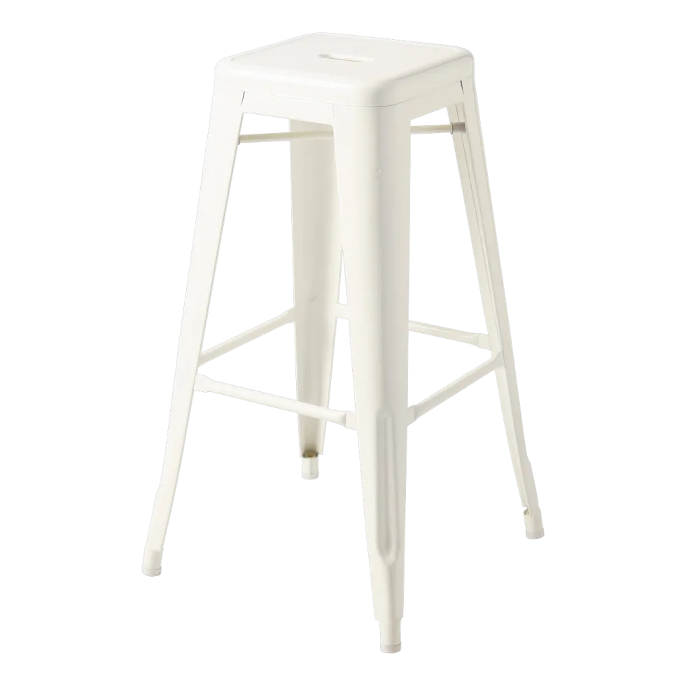 Tabouret de bar de jardin en acier blanc perlé 75cm H75 - Tolix