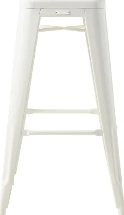 Tabouret de bar de jardin en acier blanc pur 75cm H75 - Tolix