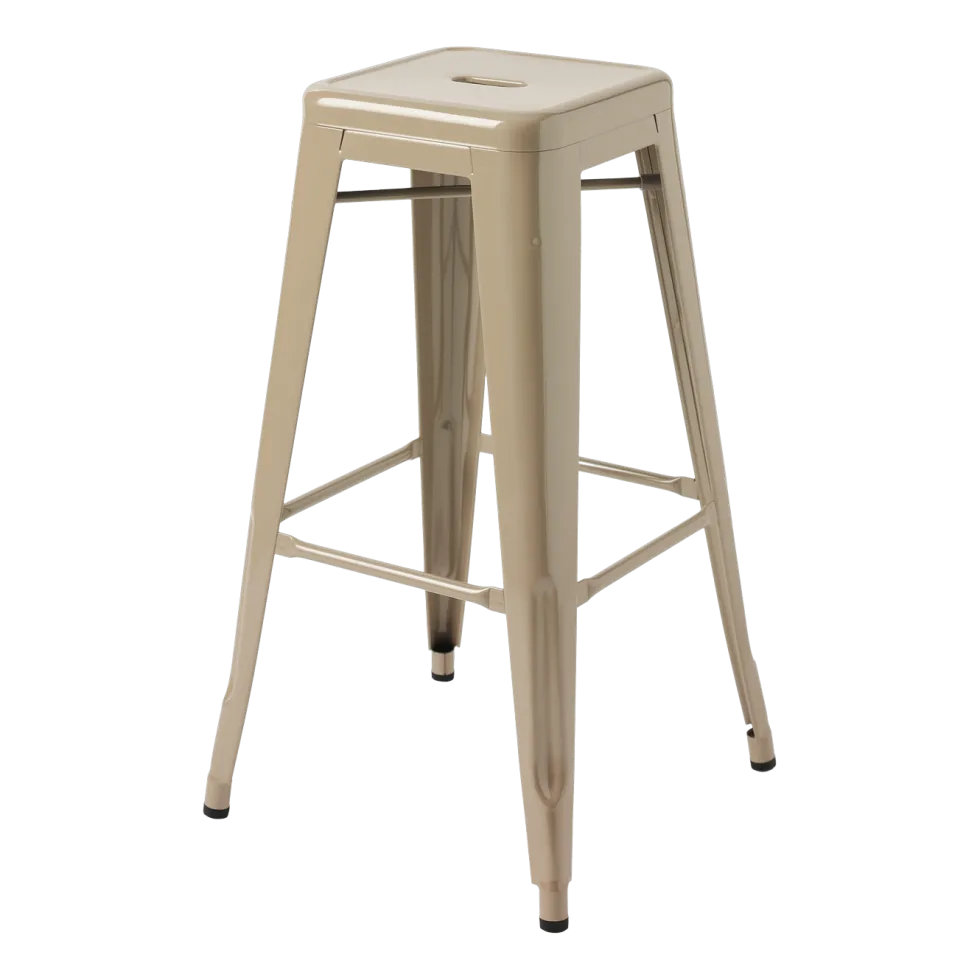Tabouret de bar de jardin en acier gris beige 75cm H75 - Tolix