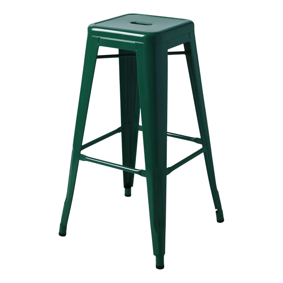 Tabouret de bar de jardin en acier vert mousse 75cm H75 - Tolix