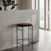 Tabouret de bar en acier et mousse marron 65cm Covent - New works
