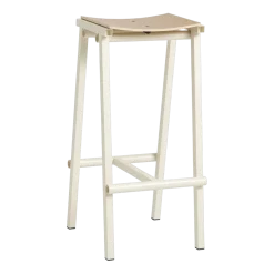Tabouret de bar en bois de chêne et acier ivoire 75cm Tabourete 8 - Hay