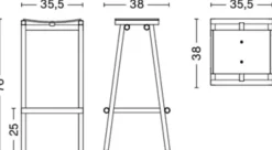 Tabouret de bar en bois de chêne et acier ivoire 75cm Tabourete 8 - Hay