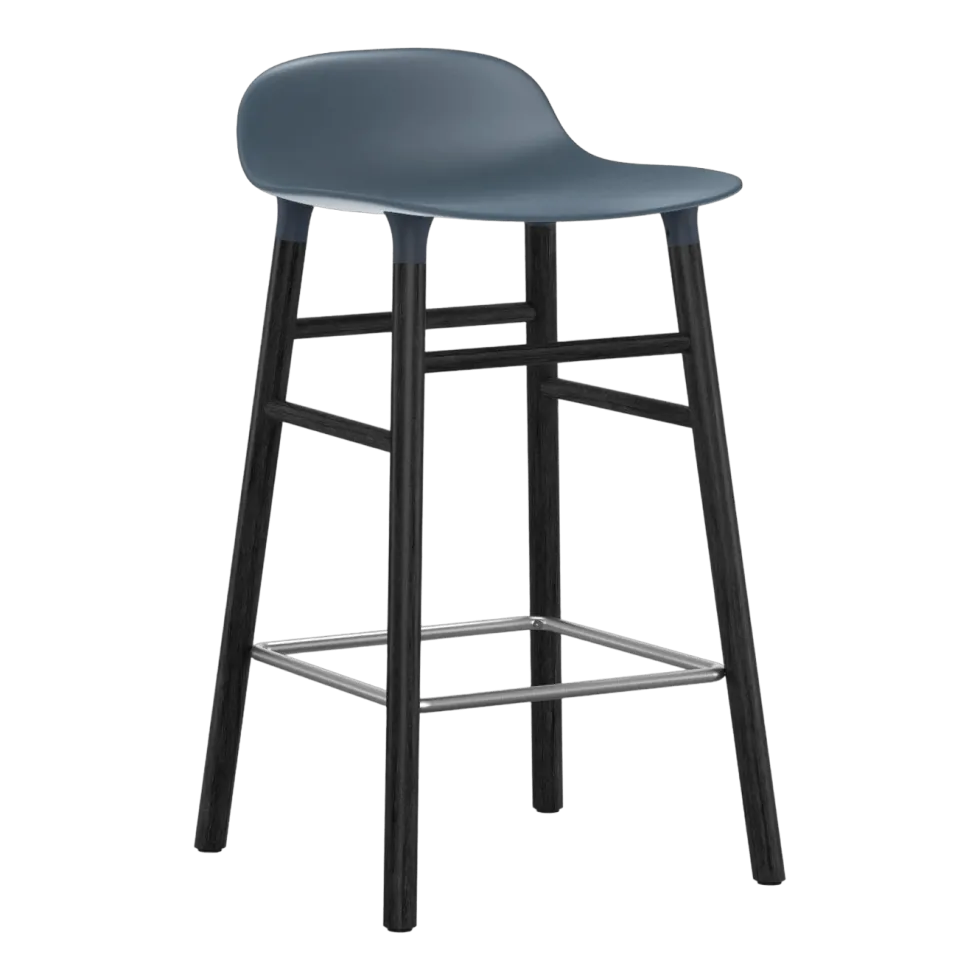 Tabouret de bar en bois noir et pp bleu 65 cm Form - Normann Copenhagen