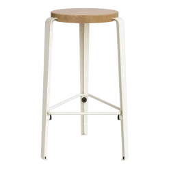 Tabouret de bar en chêne blanc crème 66cm MI LOU- TIPTOE