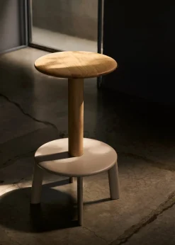 Tabouret de bar en chêne et gris beige 65cm Massif AV39 - &tradition