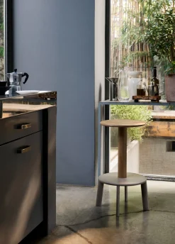 Tabouret de bar en chêne et gris beige 65cm Massif AV39 - &tradition