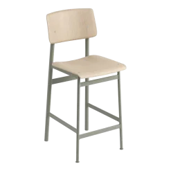 Tabouret de bar en chêne et gris vert 65 cm Loft - Muuto