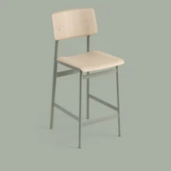 Tabouret de bar en chêne et gris vert 75 cm Loft - Muuto