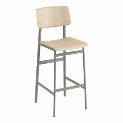Tabouret de bar en chêne et gris vert 75 cm Loft - Muuto