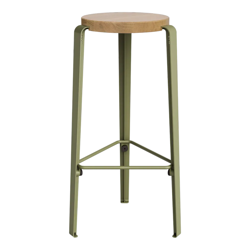 Tabouret de bar en chêne kaki 76cm MI LOU- TIPTOE