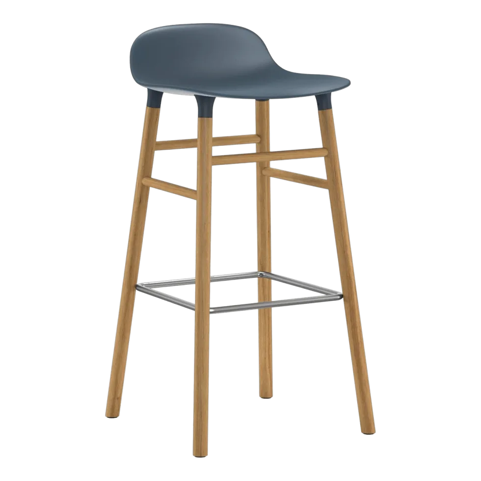 Tabouret de bar en chêne naturel et pp bleu 75 cm Form - Normann Copenhagen