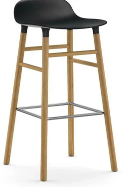 Tabouret de bar en chêne naturel et pp noir 75 cm Form - Normann Copenhagen