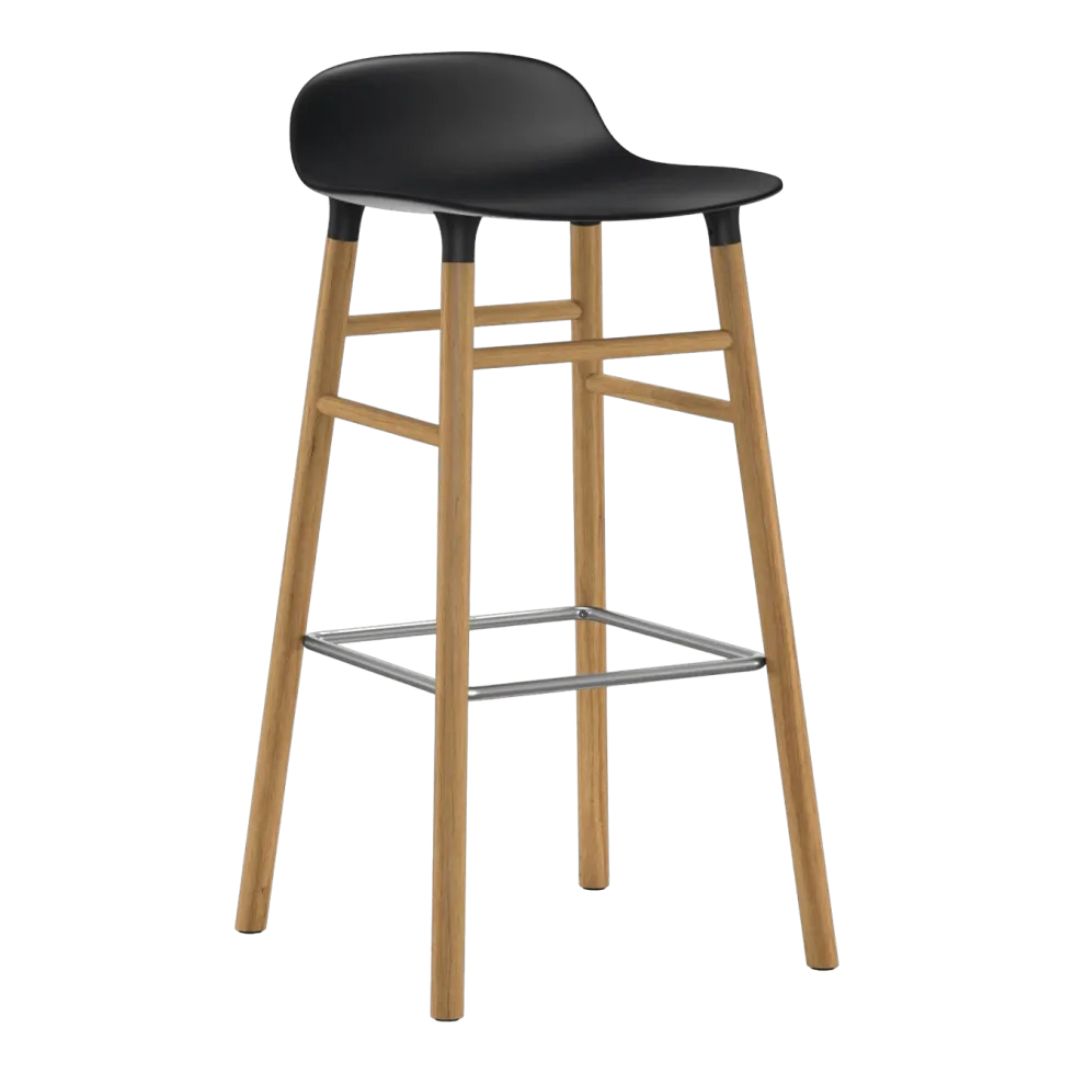 Tabouret de bar en chêne naturel et pp noir 75 cm Form - Normann Copenhagen