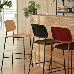 Tabouret de bar en chêne noir et acier High Soft Edge 95 - HAY