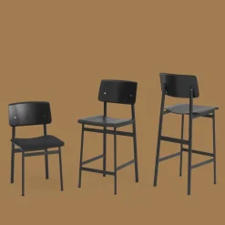 Tabouret de bar en chêne noir et noir 65 cm Loft - Muuto