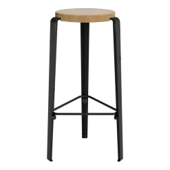 Tabouret de bar en chêne noir graphite 76cm MI LOU - TIPTOE