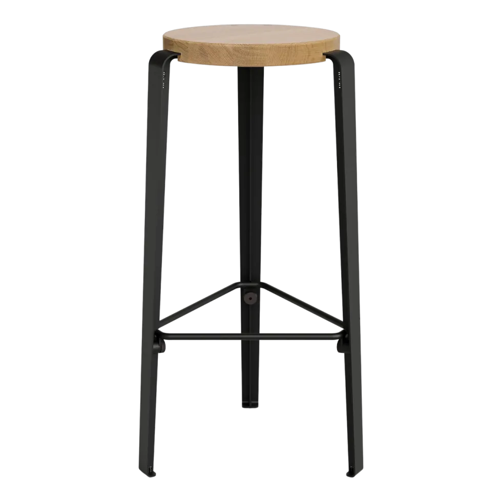 Tabouret de bar en chêne noir graphite 76cm MI LOU - TIPTOE