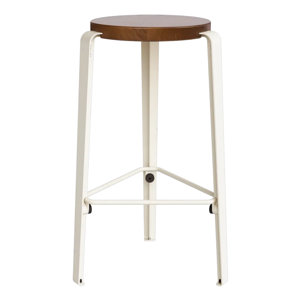 Tabouret de bar en chêne teinté foncé blanc crème 66cm MI LOU- TIPTOE