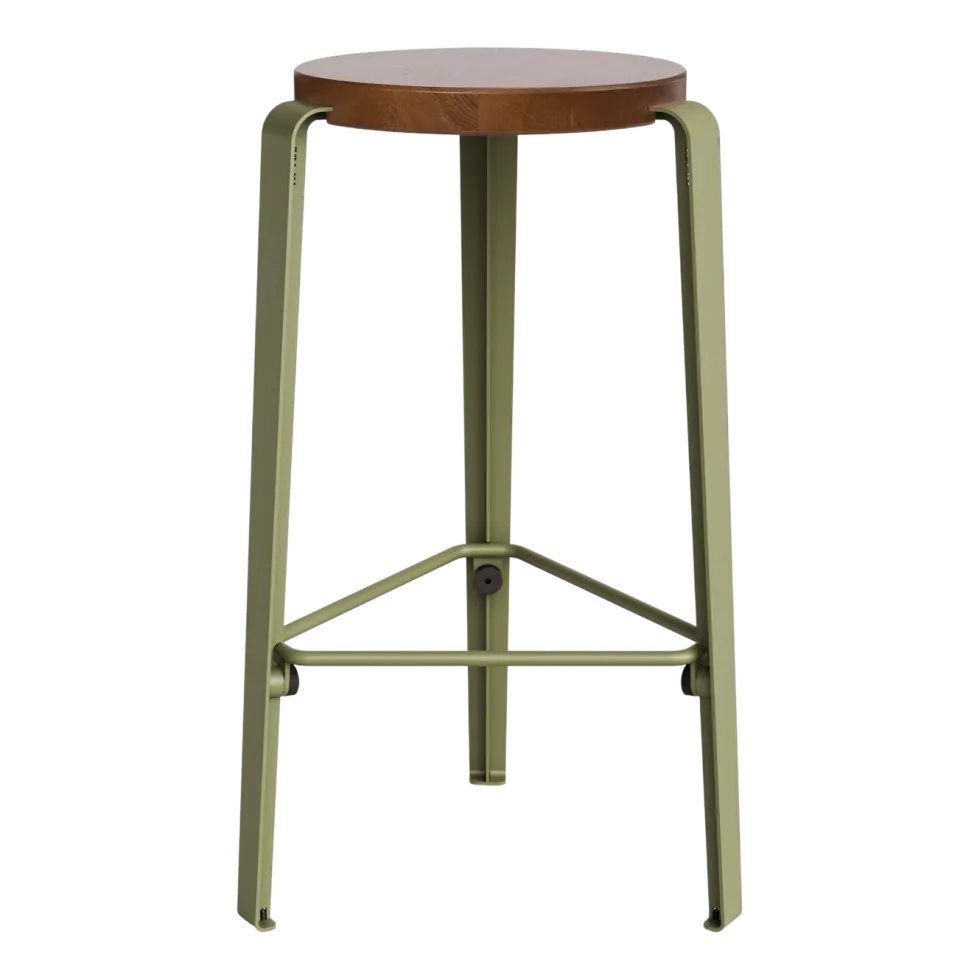 Tabouret de bar en chêne teinté foncé kaki 66cm MI LOU- TIPTOE