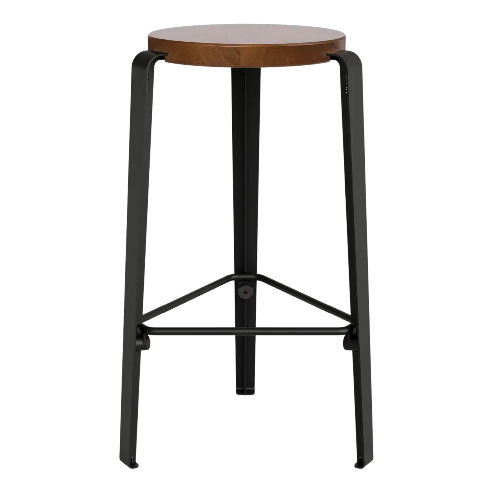 Tabouret de bar en chêne teinté foncé noir graphite 66cm MI LOU- TIPTOE