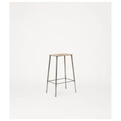 Tabouret de bar en cuir naturel et acier brut 76 cm Adam - Frama