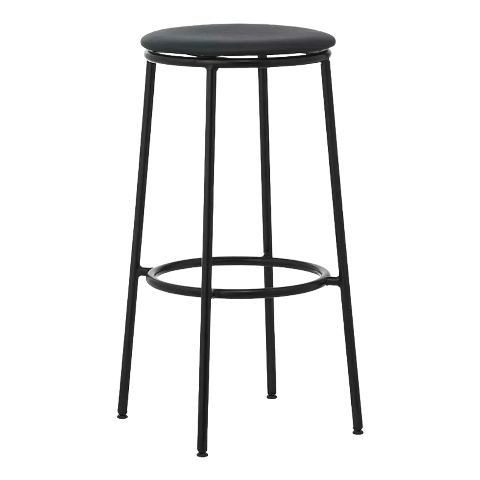 Tabouret de bar en cuir noir et acier noir 75 cm Circa Ultra Leather noir Ultra 41599 - Normann Copenhagen