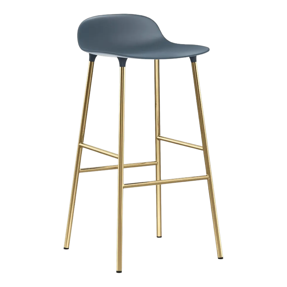Tabouret de bar en laiton et pp bleu 75 cm Form - Normann Copenhagen