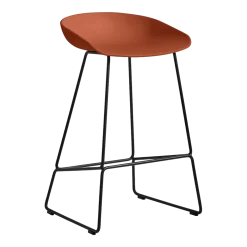 Tabouret de bar en métal orange et piétement noir 64 cm AAS 38 - Hay