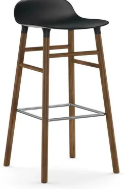Tabouret de bar en noyer naturel et pp noir 75 cm Form - Normann Copenhagen