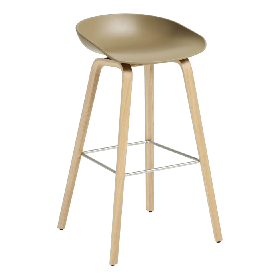 Tabouret de bar en plastique recyclé argile et pieds en chêne 75 cm AAS 32 2.0 - HAY