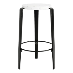 Tabouret de bar en plastique recyclé blanc et pieds noir graphite MI LOU VENEZIA - TIPTOE