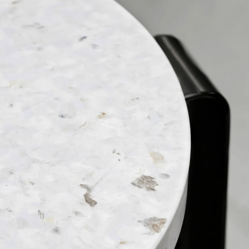 Tabouret de bar en plastique recyclé blanc et pieds noir graphite BIG LOU VENEZIA - TIPTOE